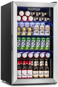 The Ultimate Beverage Refrigerator Cooler 126-Can Mini Fridge | Glass Door Drinks Fridge for Beer, Soda & Home Bar Storage