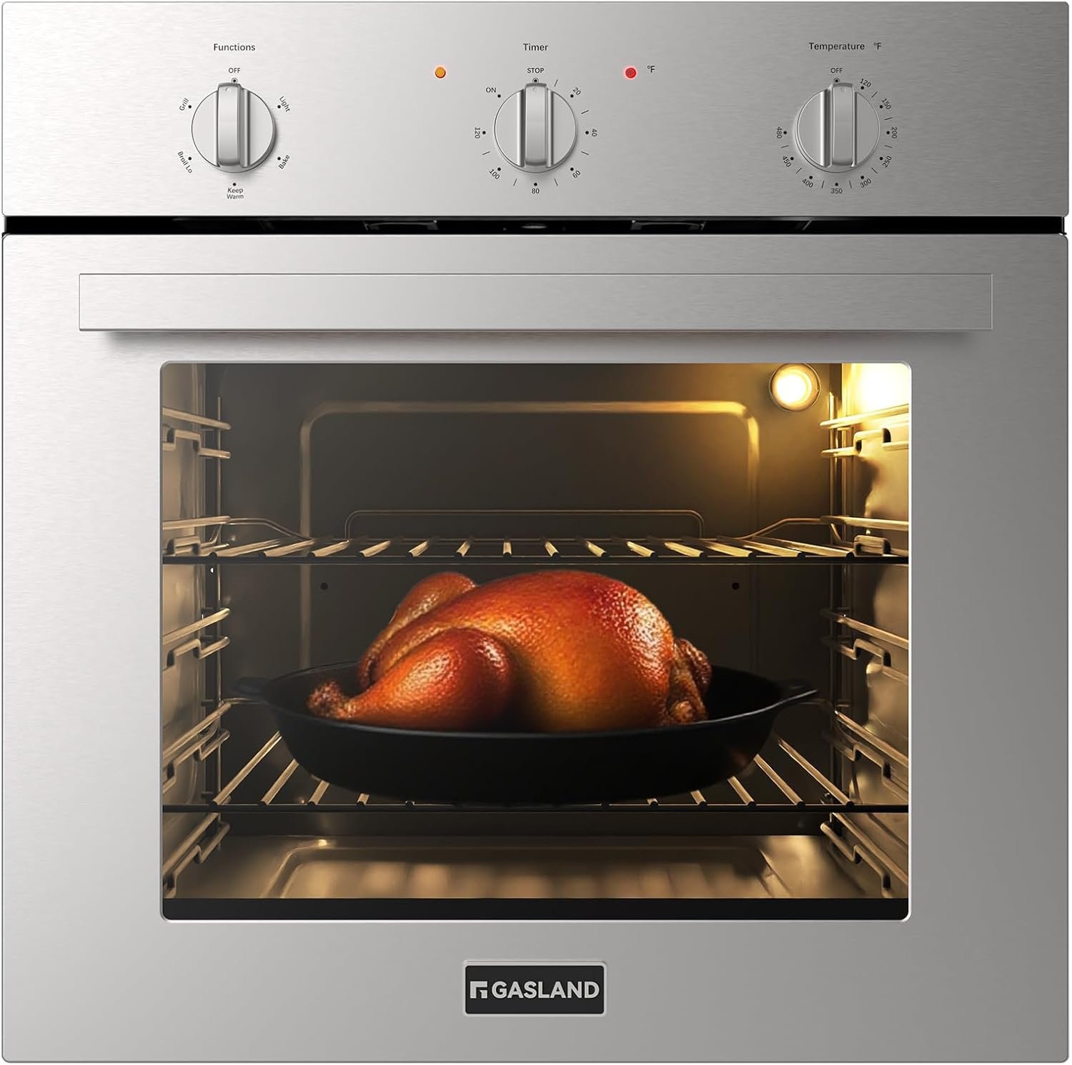 GASLAND Electric Wall Oven – Powerful 24" Built-In Stainless Steel , 5 Functions .