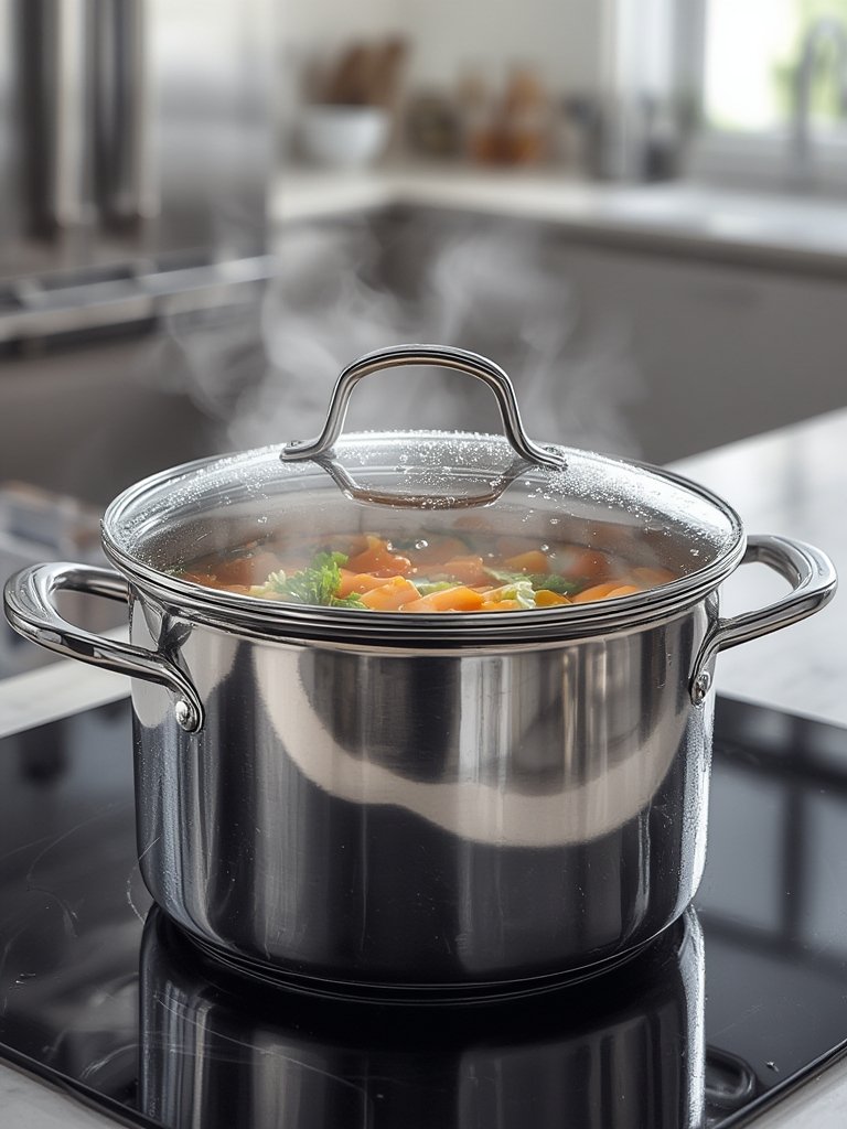 stainless stockpot in action