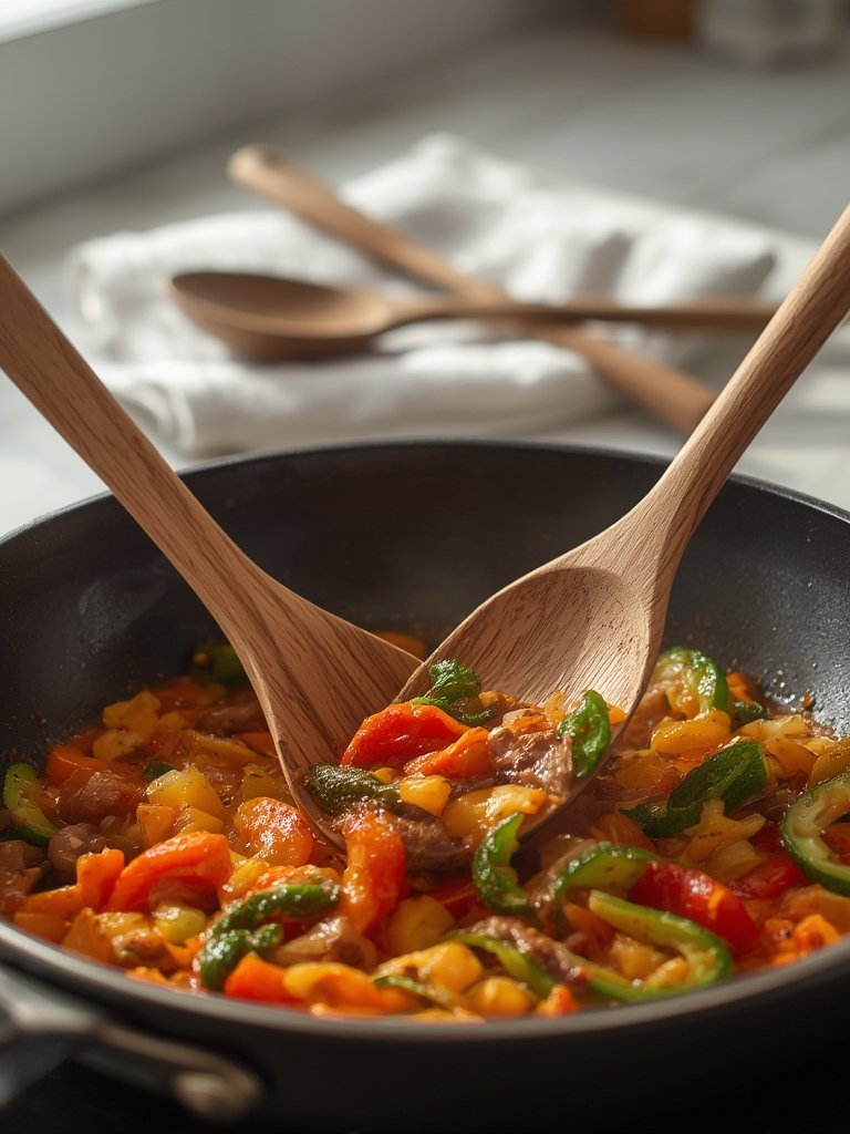 wooden spoons in action