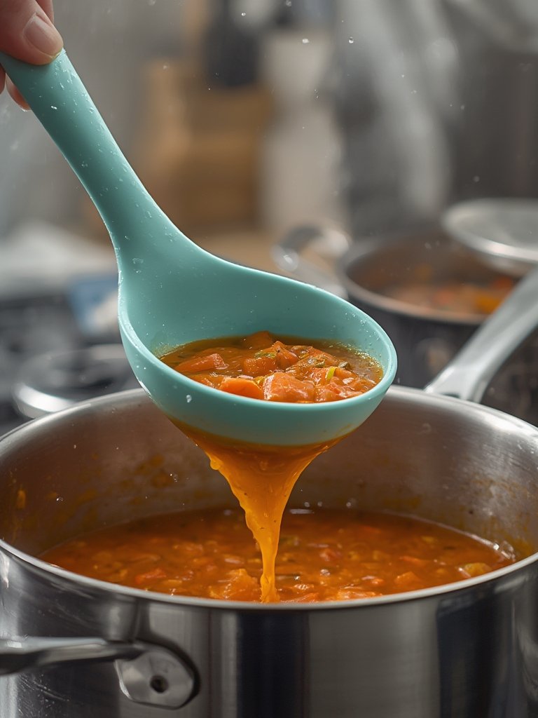 silicone ladle in action