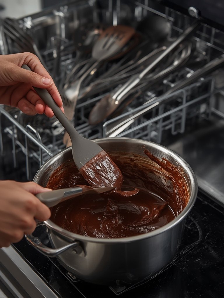 silicone spatulas in action