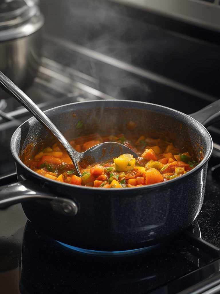 ceramic saucepan in action