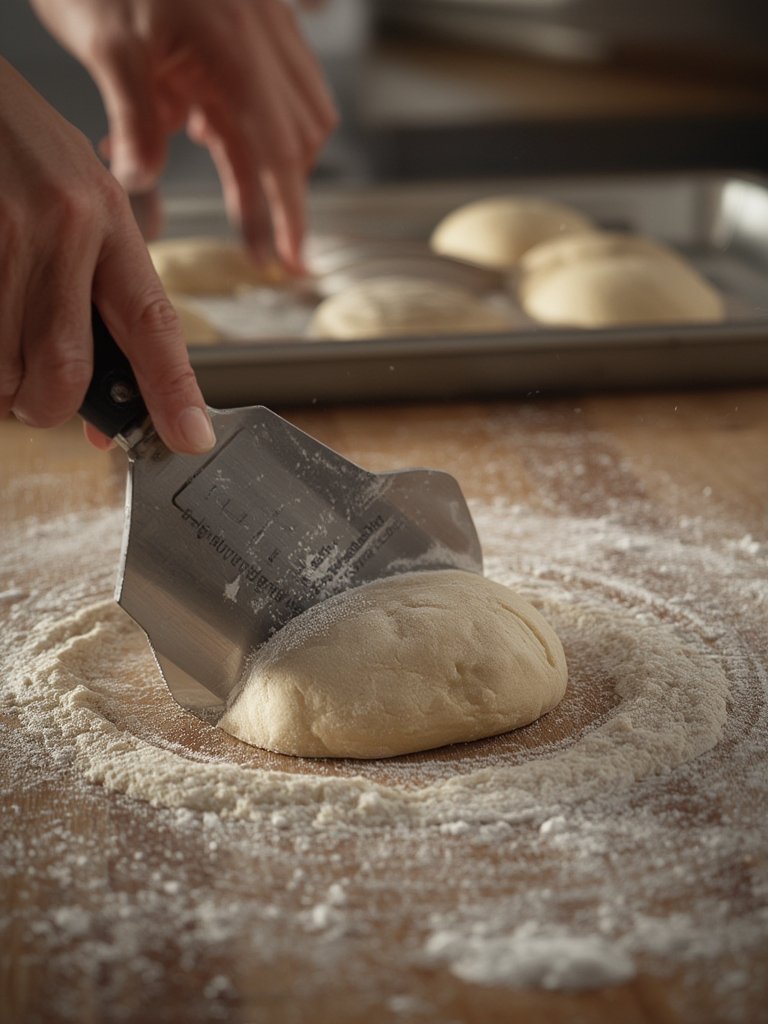 dough scraper in action