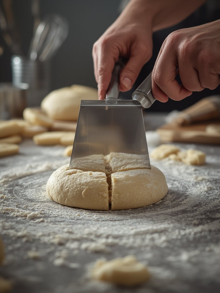 dough scraper in action