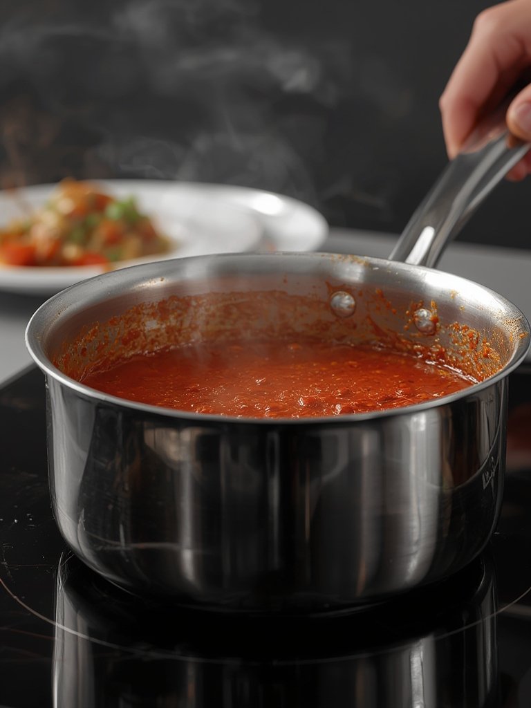 stainless saucepan in action