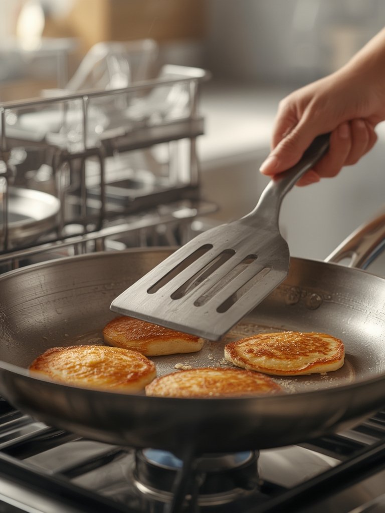 stainless spatula in action
