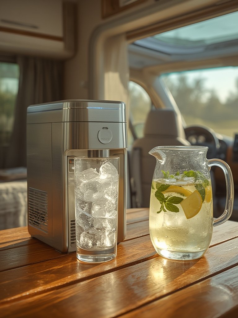 portable icemaker in action