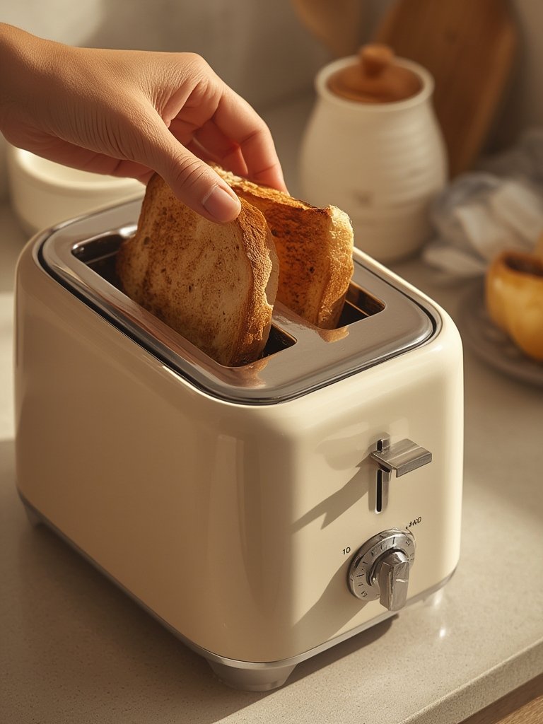 slim toaster in action