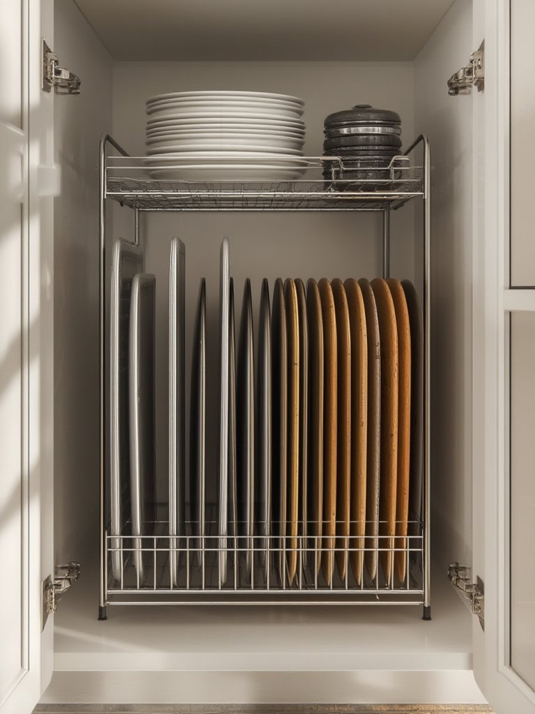 bakeware organizer in action