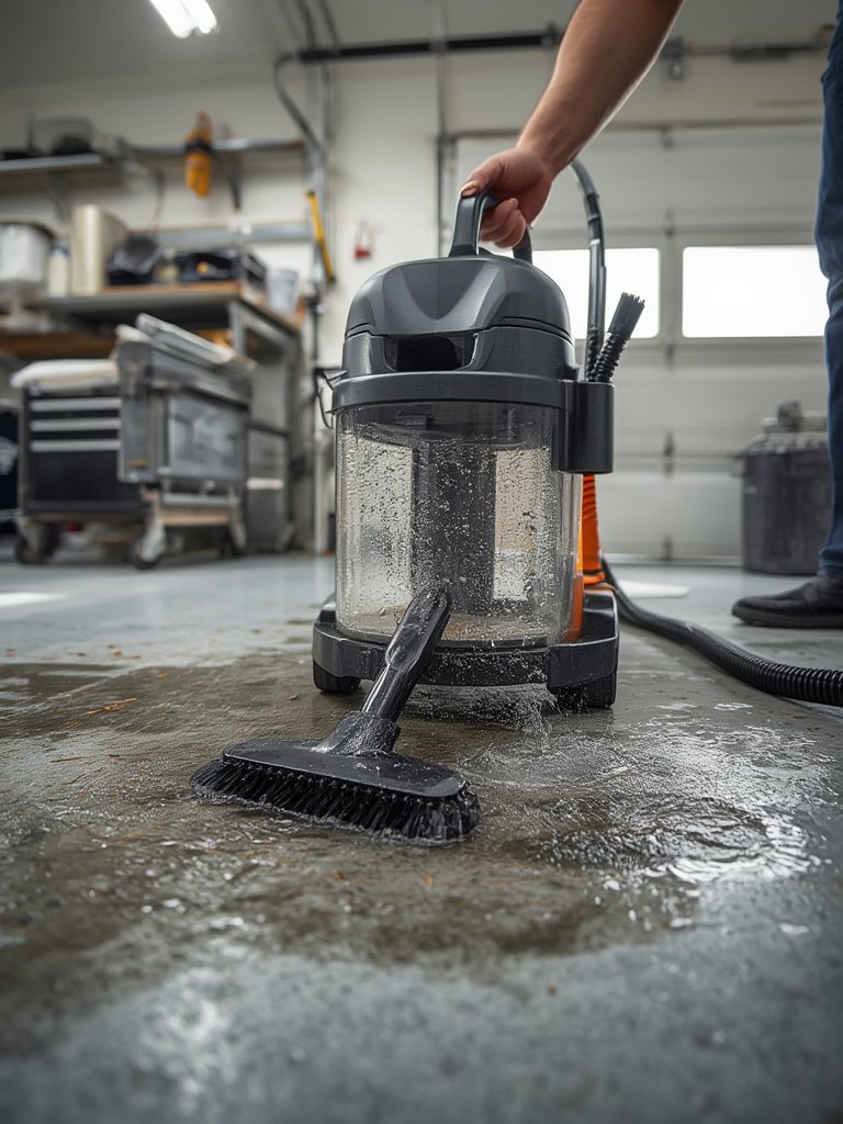 wet vacuum in action